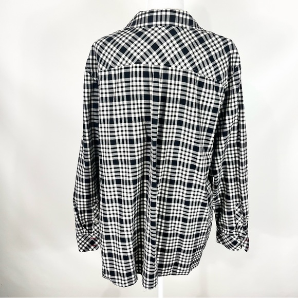 Talbots Plaid Blouse With Metallic Thread Accents Size 3X - Picture 2 of 6